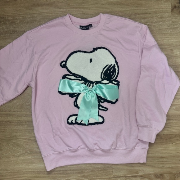 Peanuts Tops - Peanuts Snoopy Pink Crewneck Sweatshirt